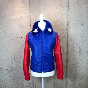Vintage French Blue and Red Star Collar Jacket